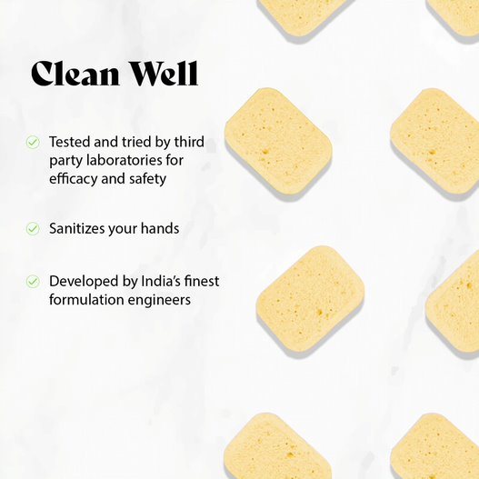 Handwash soap refill tablets, light yellow square blocks arranged for cleaning