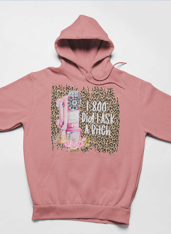 Mauve hoodie with front graphic print, pullover hood and long sleeves.