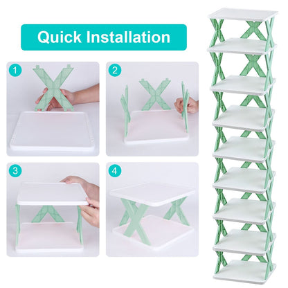 9Tier Narrow Entryway Shoe Rack Free Standing Vertical Shoe Organizer Plastic Shoes Storage Shelf Closet Hallway