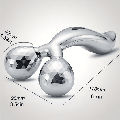 1 piece 3D manual roller massager, 2 pieces circular Y-shaped 360° rotating face, neck and full body relaxation device, facial massage relaxation beauty and skincare tool, silver