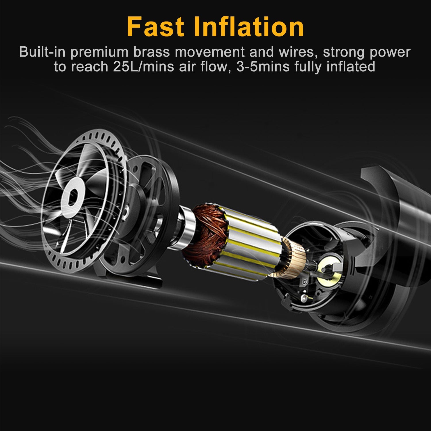Air compressor pump showing internal motor and airflow design