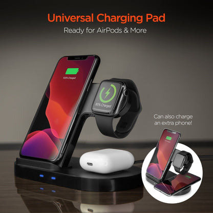 HyperGear 3-in-1 Wireless Charging Dock Black