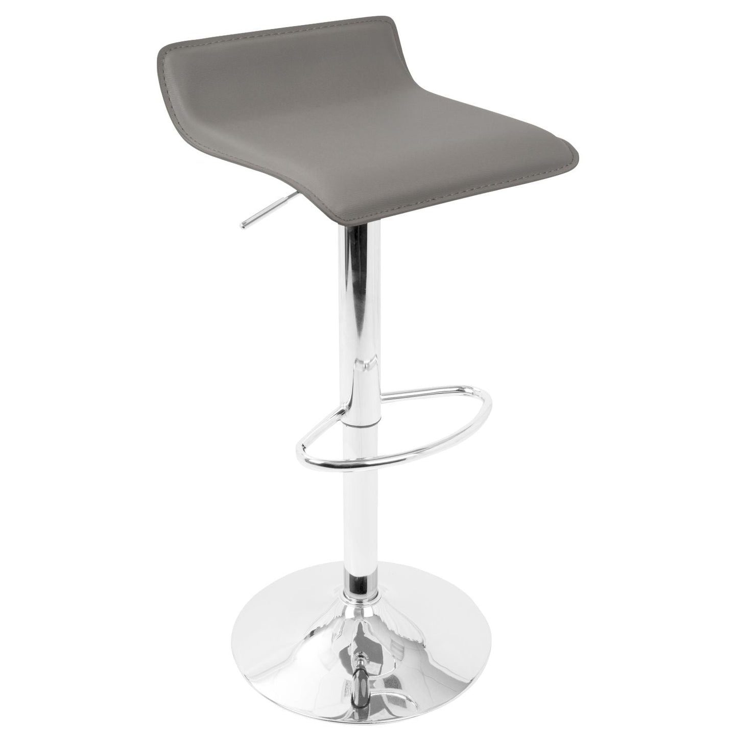 Bistro Round-Ale Contemporary Adjustable Bar Set in Silver and Chrome Metal with Grey PVC and Oval Footrest by - 3 Piece