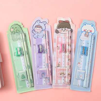 5pcs/Set Cartoon Pencil Set Pencil Funny Writing Tool For Office School