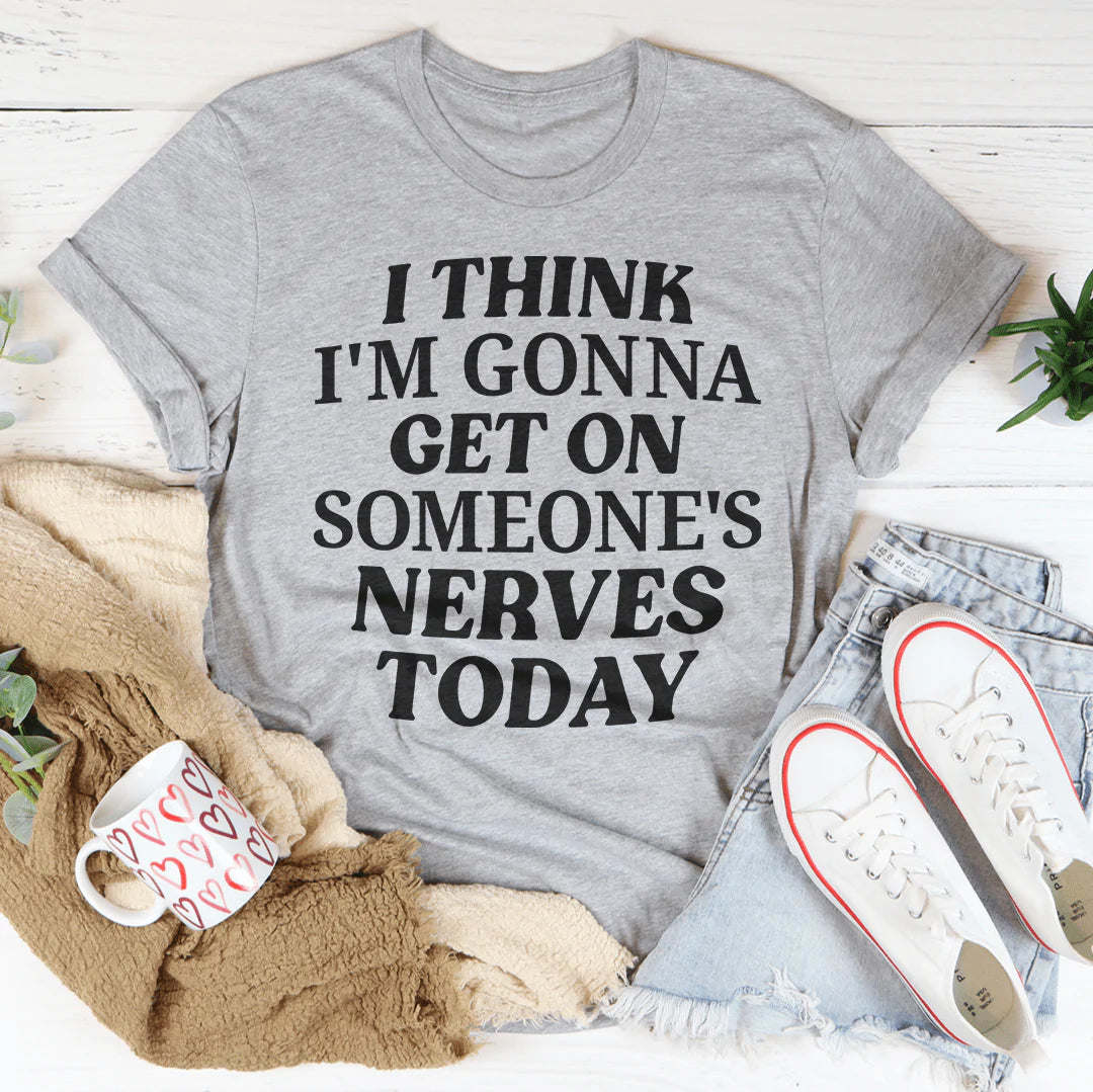 Gray heather crew-neck T-shirt with bold black quote text.