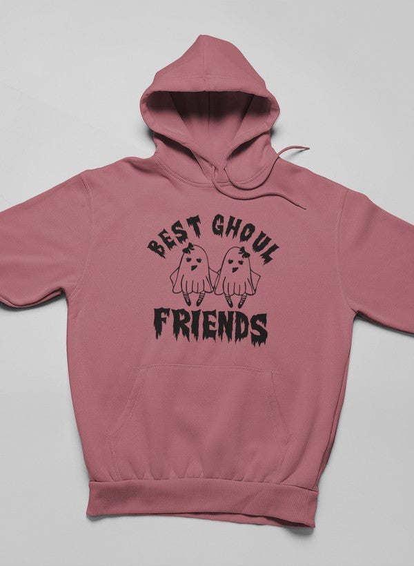 Rose mauve pullover hoodie with hood and front ghost-friends graphic