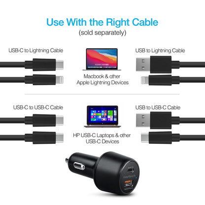 Naztech SpeedMax65 PD65W + QC3 Car Charger