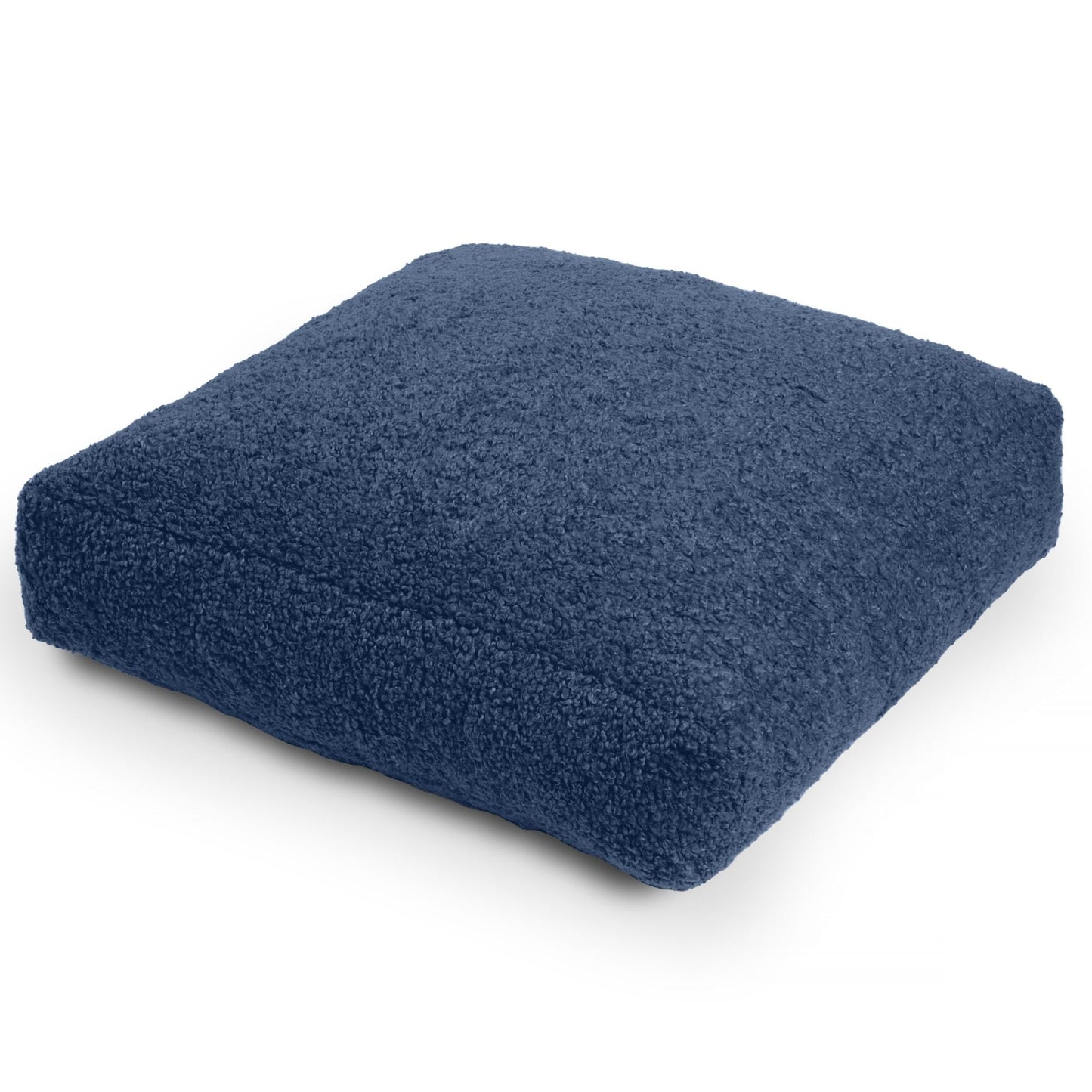 Indigo faux shearling floor pillow, rectangular meditation cushion