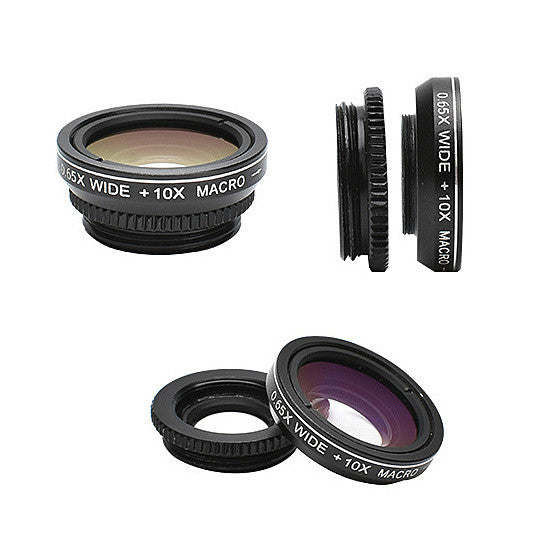 0.5x wide and 10x macro smartphone camera lenses, two-piece set