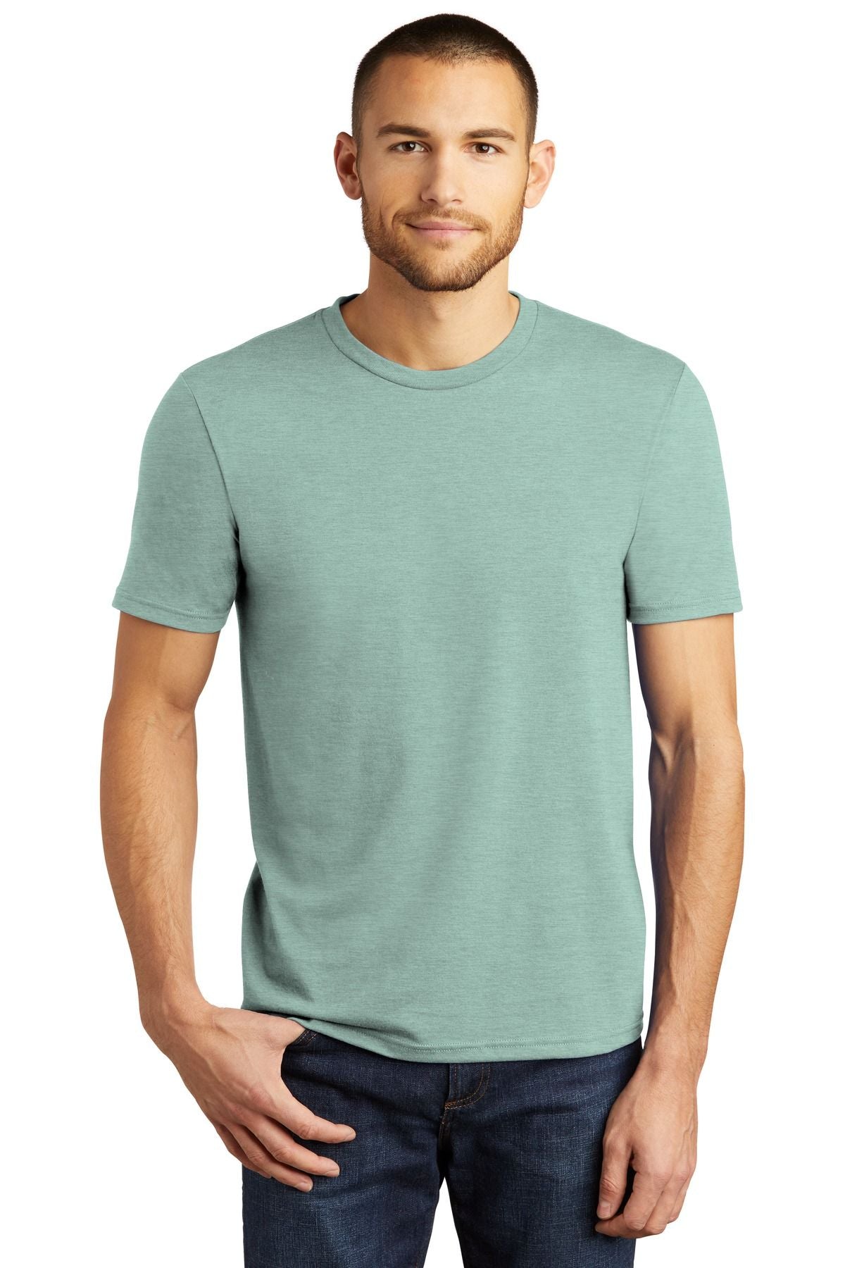 Men's tri-blend T-shirt, dusty teal crewneck