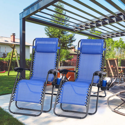 2Packs Zero Gravity Lounge Chair with Dual Side Tray 330lbs Load Foldable Recliner Chair