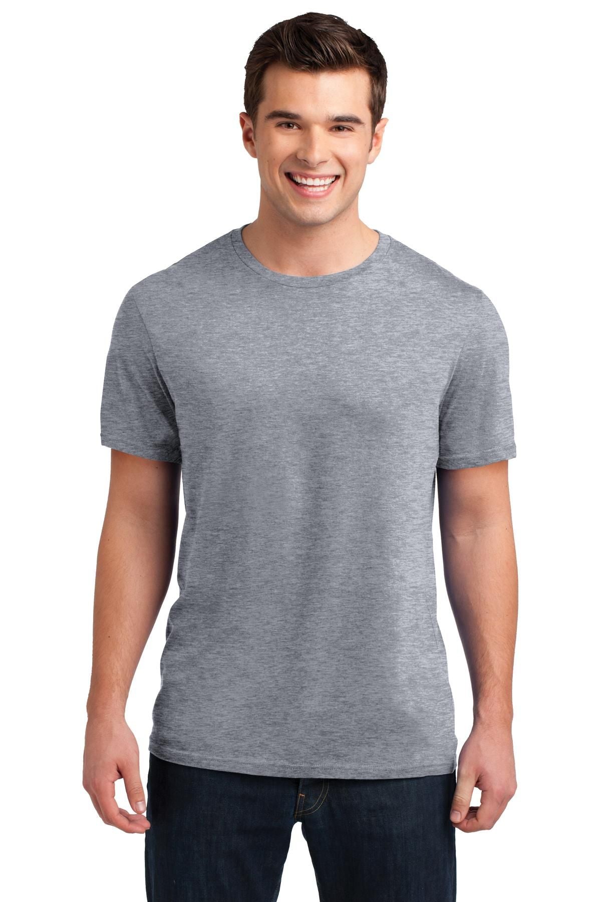 Heather gray soft-wash crew neck T-shirt with short sleeves and ribbed collar