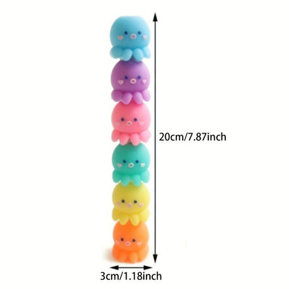6 Colors/Box Small Octopus Shape Highlighter-3mm