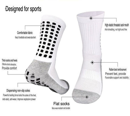 3 Pair Sport Socks Anti Slip W/ Grip Soccer Men Football Basketball Sock Premium