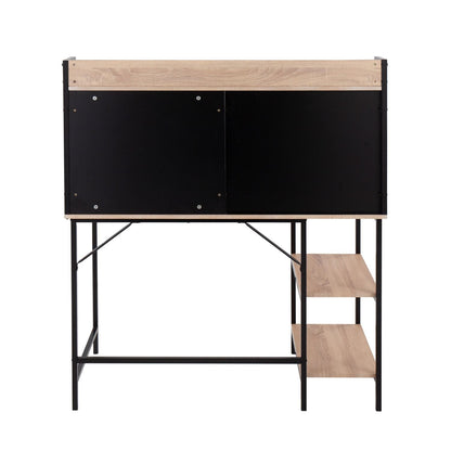 Geo Shelf Contemporary Desk in Black Steel and Natural Wood by