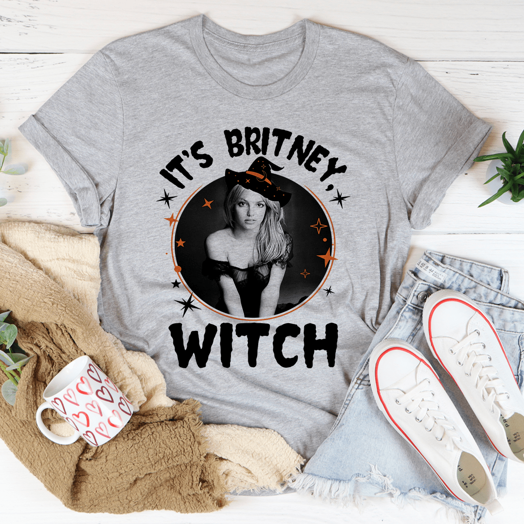 Athletic heather gray graphic witch T-shirt with “IT’S BRITNEY WITCH” front print