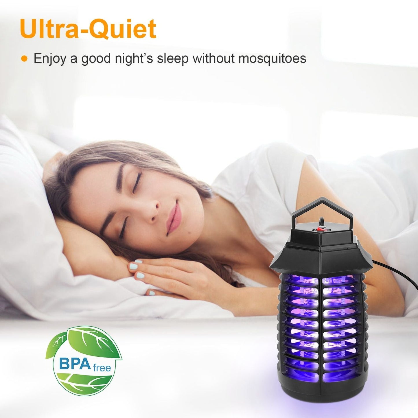 Bug Zapper Electric UV Mosquito Killer Lamp Insect Killer Light Pest Fly Trap Catcher Harmless Odorless Noiseless Narrow Safe Gap For Home Restaurant