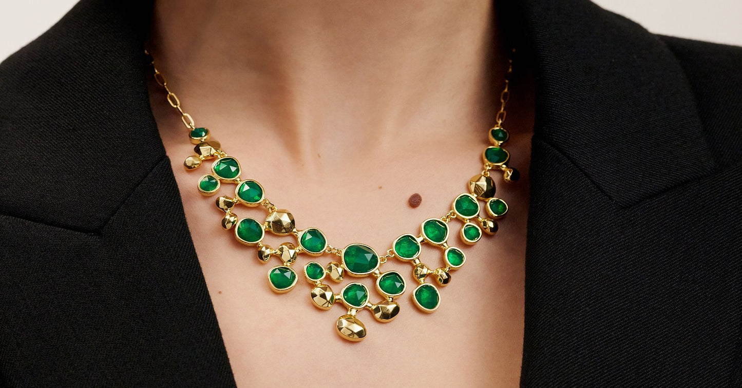 Jane Stone Fashion Statement Collar Necklace Vintage Openwork Bib Costume Jewelry