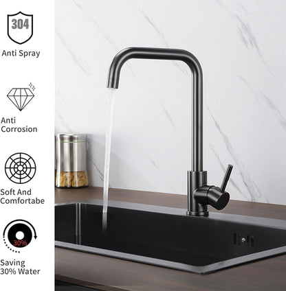 Single-handle pull-down kitchen faucet with curved spout and side sprayer nozzle