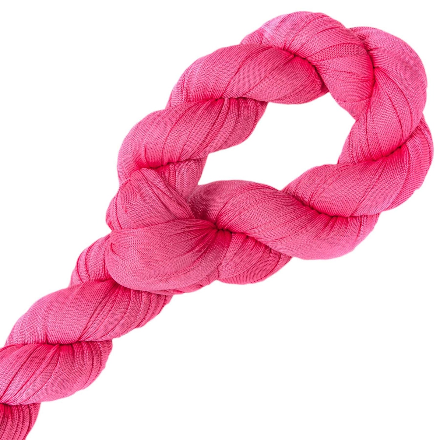 Pink woven shock-absorbing dog leash with braided loop section
