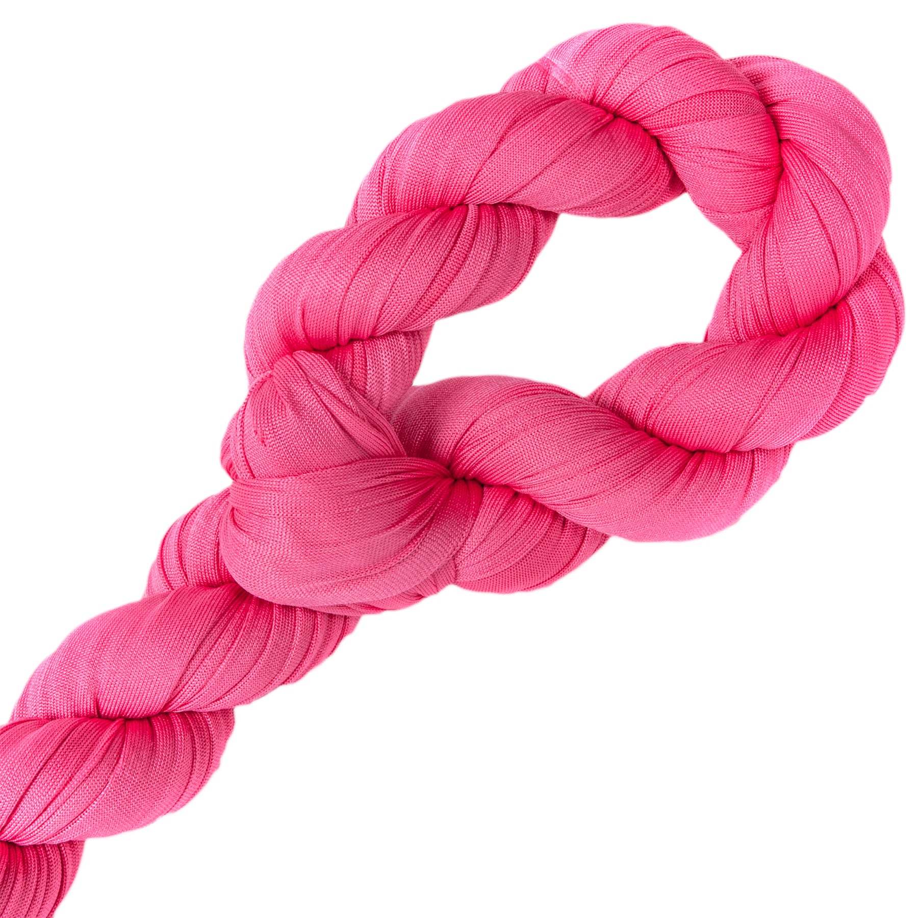 Pink woven shock-absorbing dog leash with braided loop section