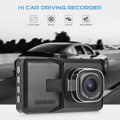 Dash cam with HD lens, 3.0-inch screen, Full HD 1080P, black
