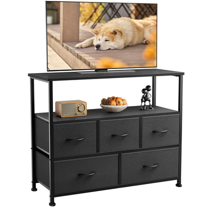 Dresser for Bedroom, Chest of Drawers, 5 Drawer Dresser, Closet Fabric Dresser with Metal Frame tv stand