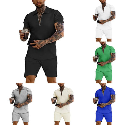 Men 2 Piece Shorts Outfits Short Sleeve Polo Shirt and Shorts Sets Summer Outfits for Men Tracksuit Set for Men S-XXL