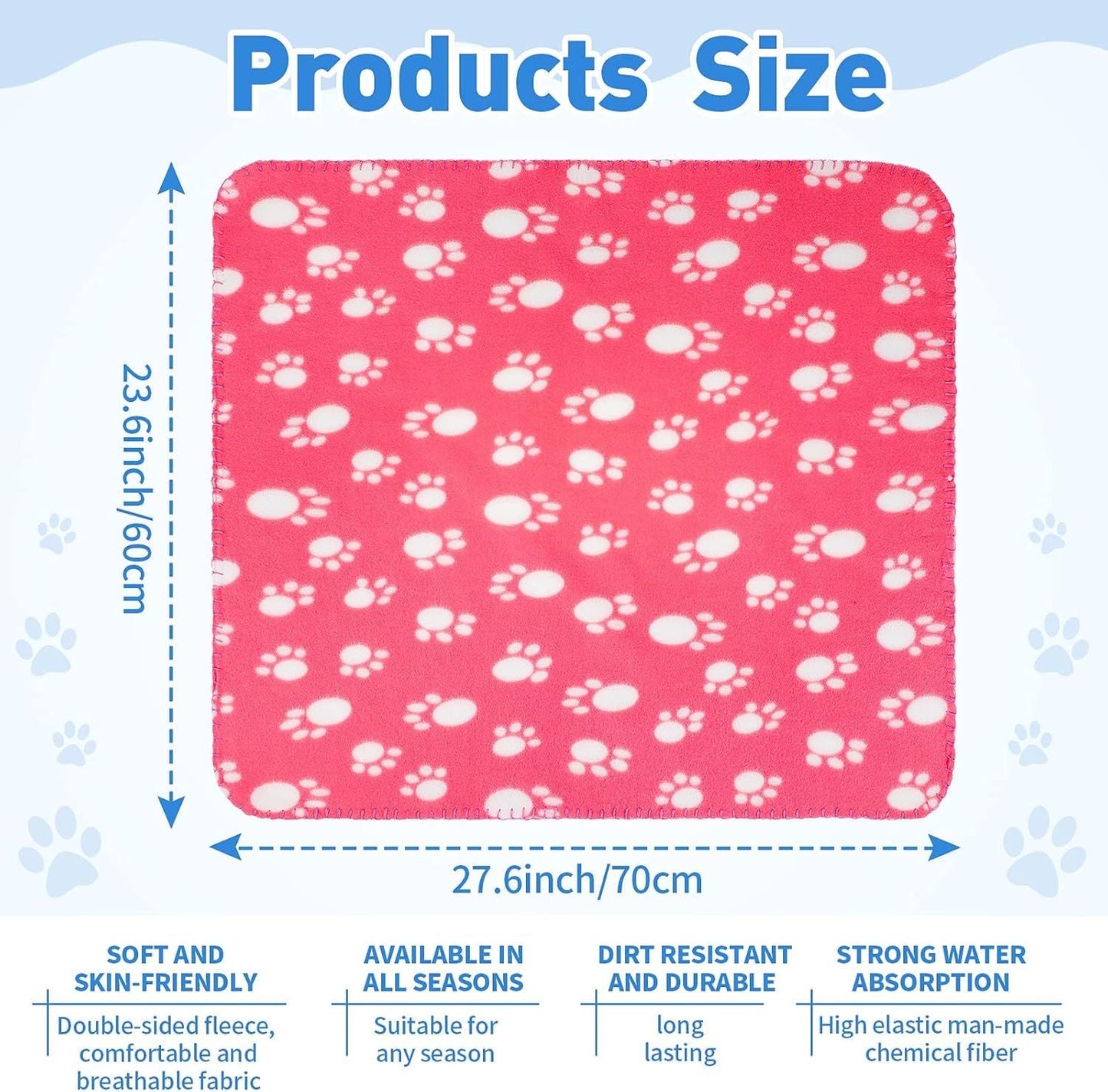 10 Pieces Pet Blankets with Paw Print Dog Cat Fleece Blankets Soft Warm Sleep Mat Pad Bed Cover for Kitten Puppy and Other Small Animals, 24 x 28 Inch