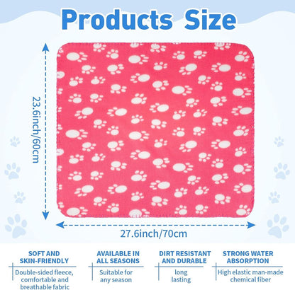 10 Pieces Pet Blankets with Paw Print Dog Cat Fleece Blankets Soft Warm Sleep Mat Pad Bed Cover for Kitten Puppy and Other Small Animals, 24 x 28 Inch