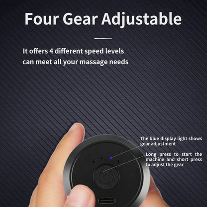 Black massage gun control panel with blue gear indicator light