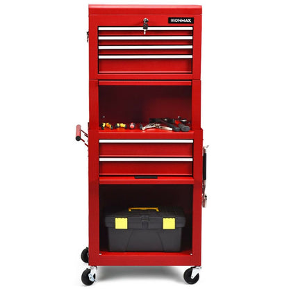 2-in-1 Rolling Tool Chest with 5 Sliding Lockable Drawers