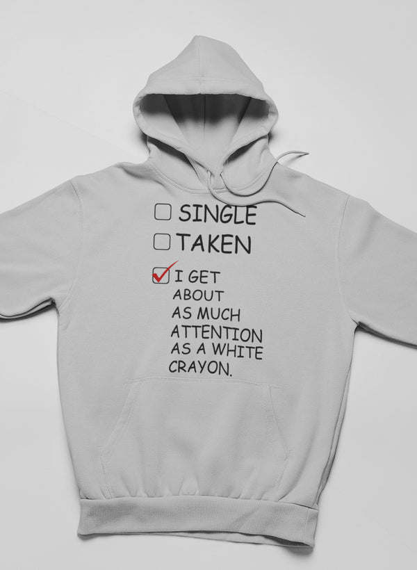 Gray heather hoodie with hood, kangaroo pocket, and printed slogan on chest.