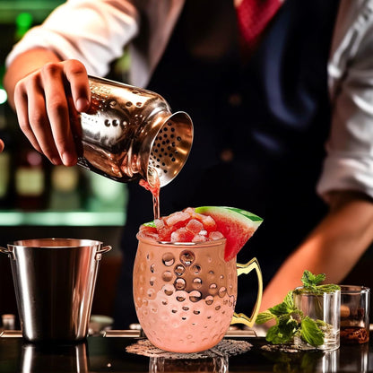 24 Pack 12 oz Moscow Mule Mugs Set Copper Cups Bulk Stainless Steel Rose Gold Moscow Mule Cups Tarnish Resistant Hammered Finish Chilled Coffee Mugs for Wedding Gift Cocktail Drinkware