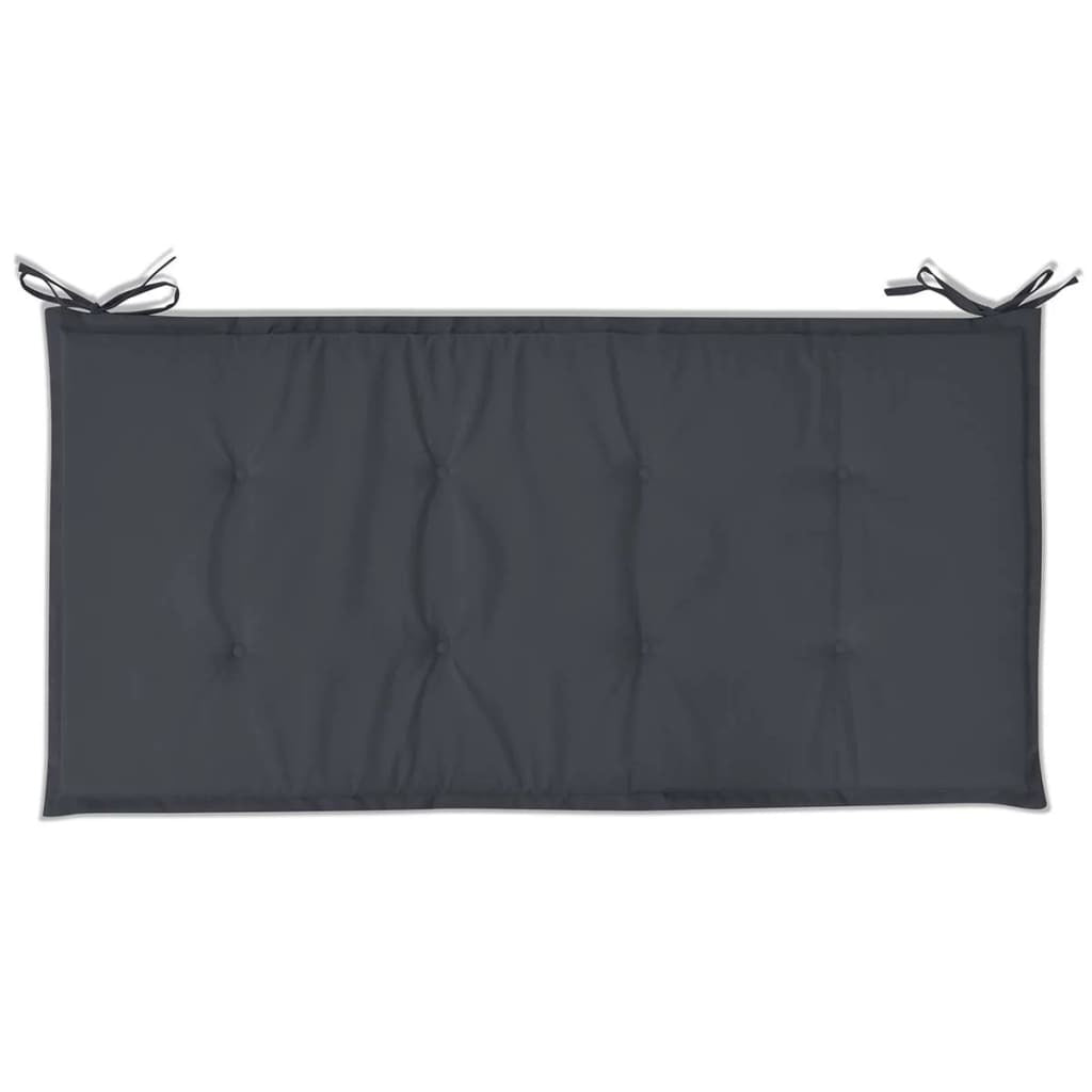 Garden bench cushion in anthracite with corner straps and stitched quilting