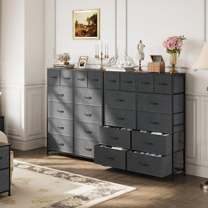Tall Dresser for Bedroom with 12 Drawers, Dressers & Chests of Drawers, Fabric Dresser for Closet, Living Room, Storage Dressers with Storage Drawers, Steel Frame, Wood Top