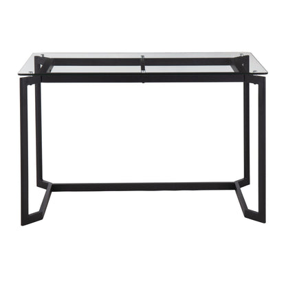 Masters Modern Office Desk in Black Steel with Clear Glass Top by