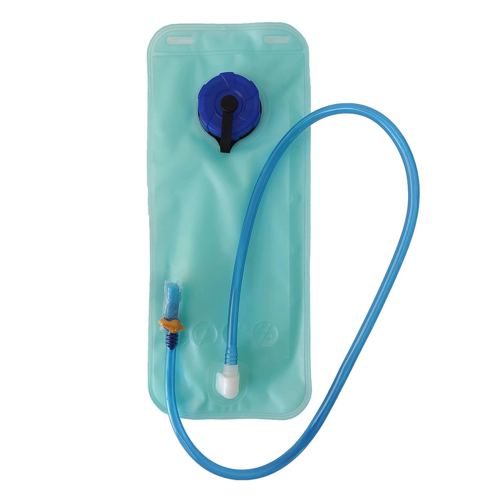 Aqua 2L water bladder with blue cap and drinking hose