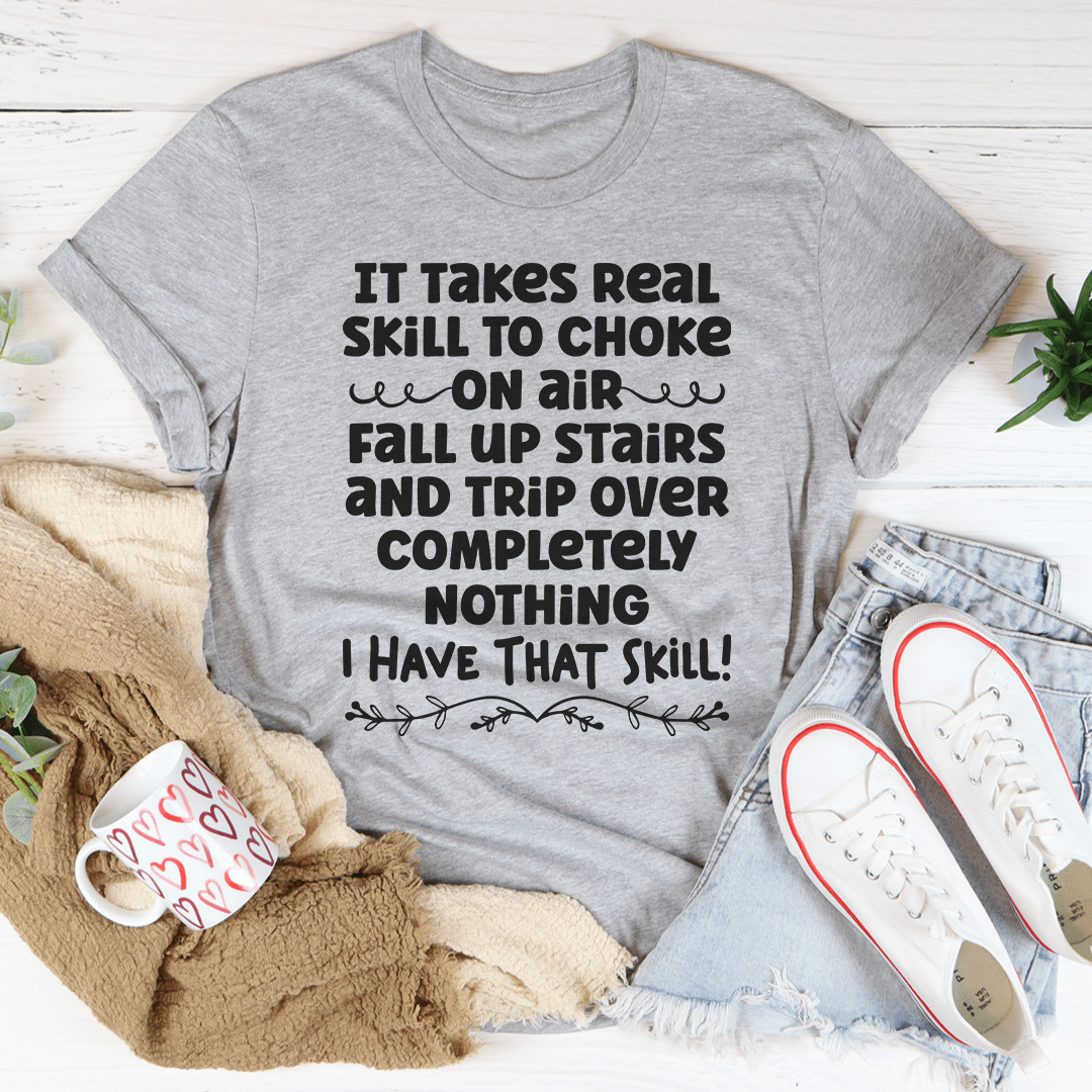 Heather gray crewneck graphic T-shirt with large quote design on front