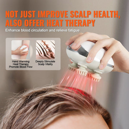 Rechargeable VEVOR Electric Scalp Massager with Heat - Waterproof Head Massager for Hair Growth & Stress Relief