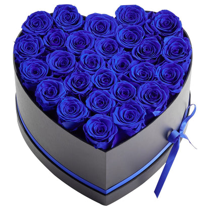Forever Flowers, 27 Preserved Roses in a Heart Shape Box, Eternal Flowers Immortal Bouquet Birthday Present for Women Her Wife Mothers, Anniversary, Valentine's Day,Christmas, Royal Blue