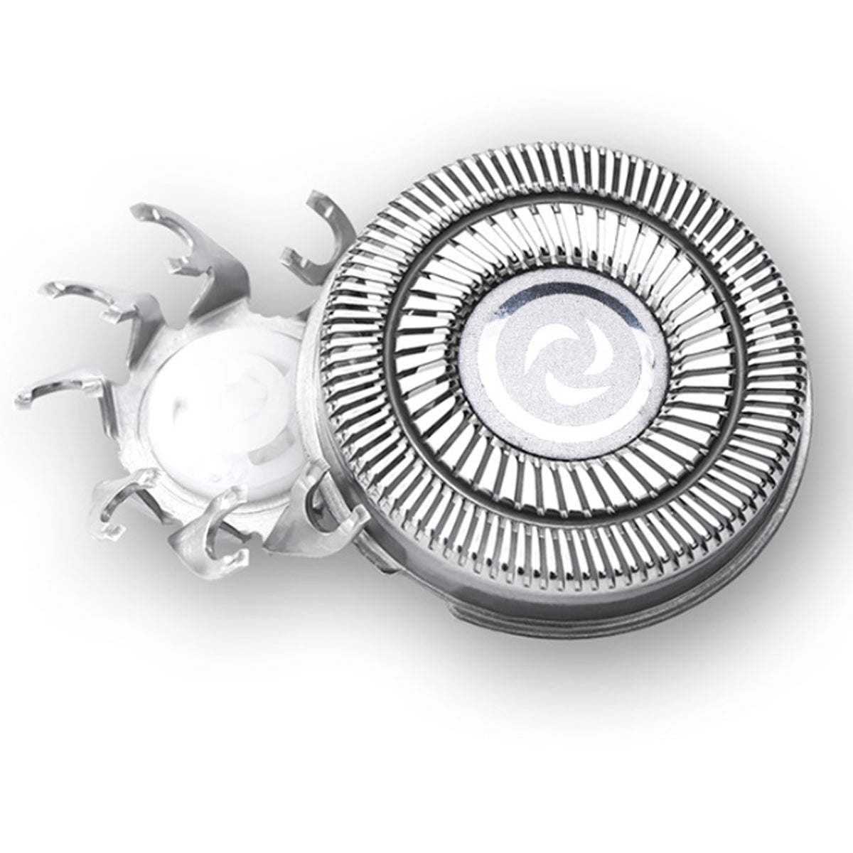 Silver shaver cutting head with circular foil and inner blades