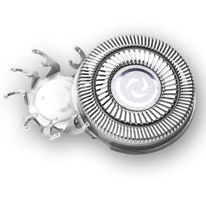 Silver shaver cutting head with circular foil and inner blades
