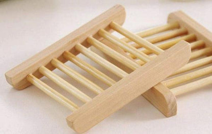 Bamboo soap drying rack with slatted top and side supports