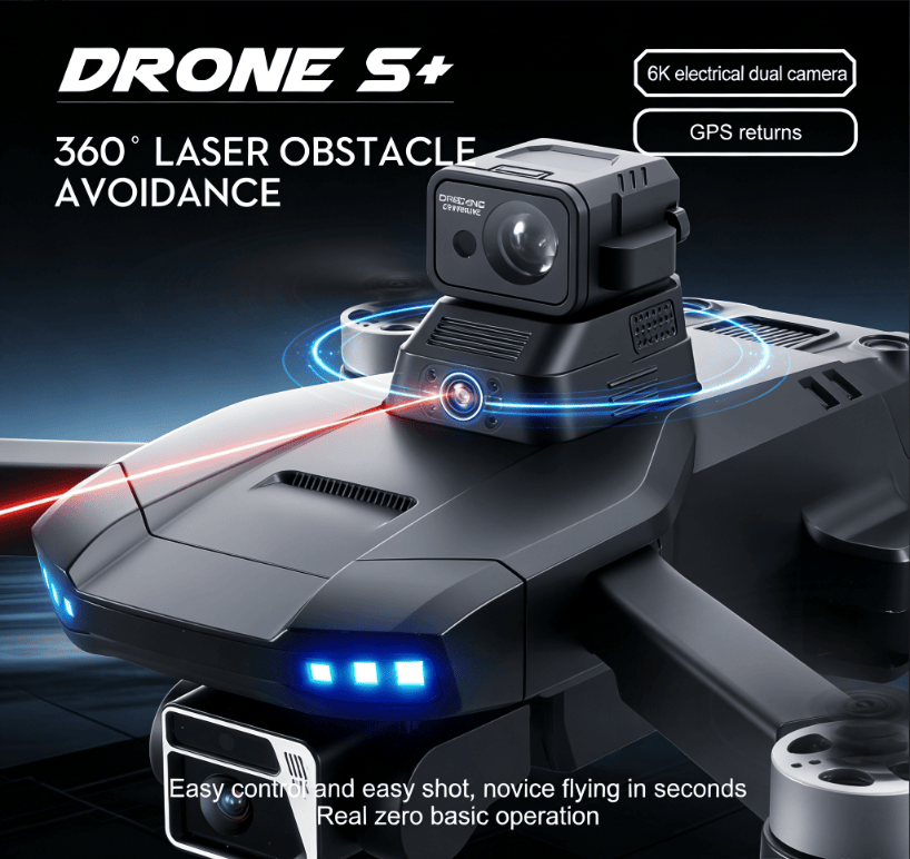 DRONE S+ 6K Electric Tuning Dual-Camera Drone with 360° Laser Obstacle Avoidance, GPS Automatic Return, Perfect Aerial Photography Tool for Beginners with Zero Threshold