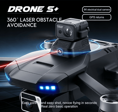 DRONE S+ 6K Electric Tuning Dual-Camera Drone with 360° Laser Obstacle Avoidance, GPS Automatic Return, Perfect Aerial Photography Tool for Beginners with Zero Threshold