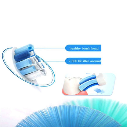 Blue brush heads for ultrasonic toothbrush with bristles close-up