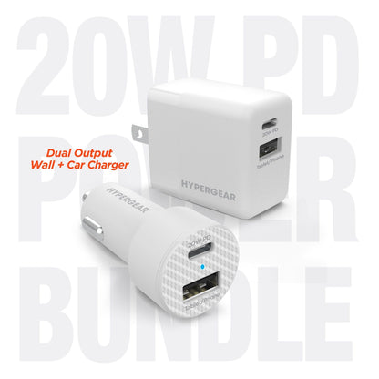 HyperGear Wall/Car Charger Bundle 20W USB-C PD + 12W