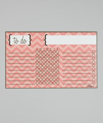 Pink chevron kids chore chart with To Do header and circular checklist grid.