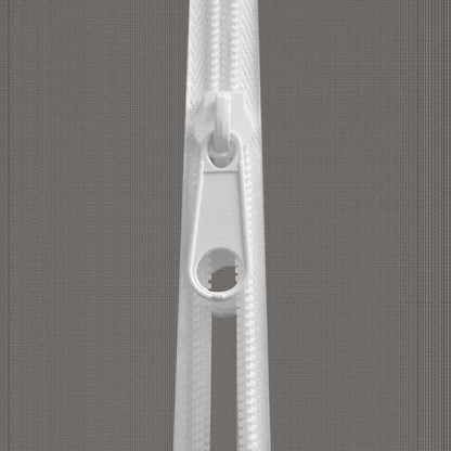 Gray mesh sidewall with zipper track, pull tab, and hook attachment